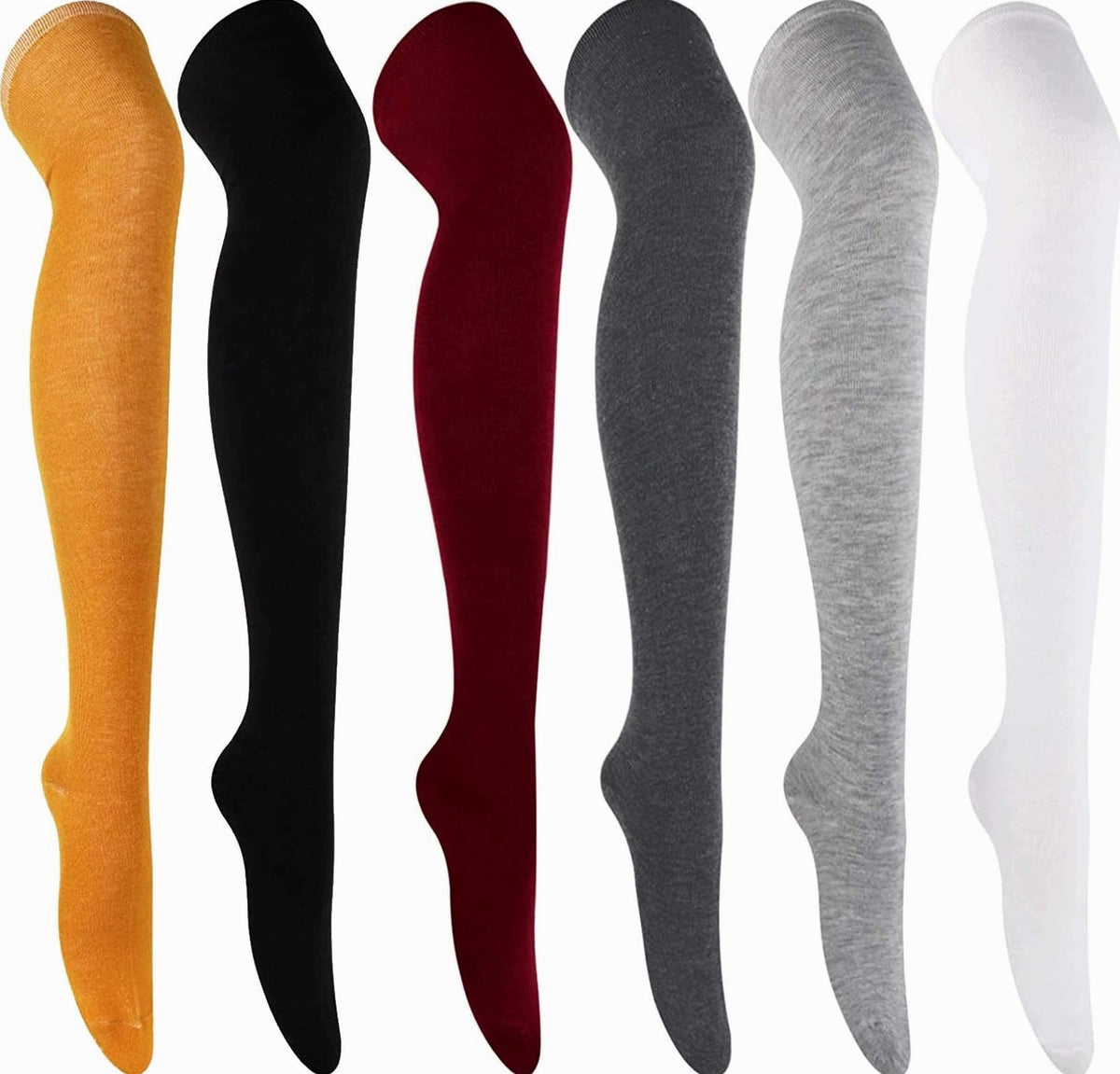 SOCKS 6 PIECES LONG KNEE HIGH COTTON WOMEN'S MIX