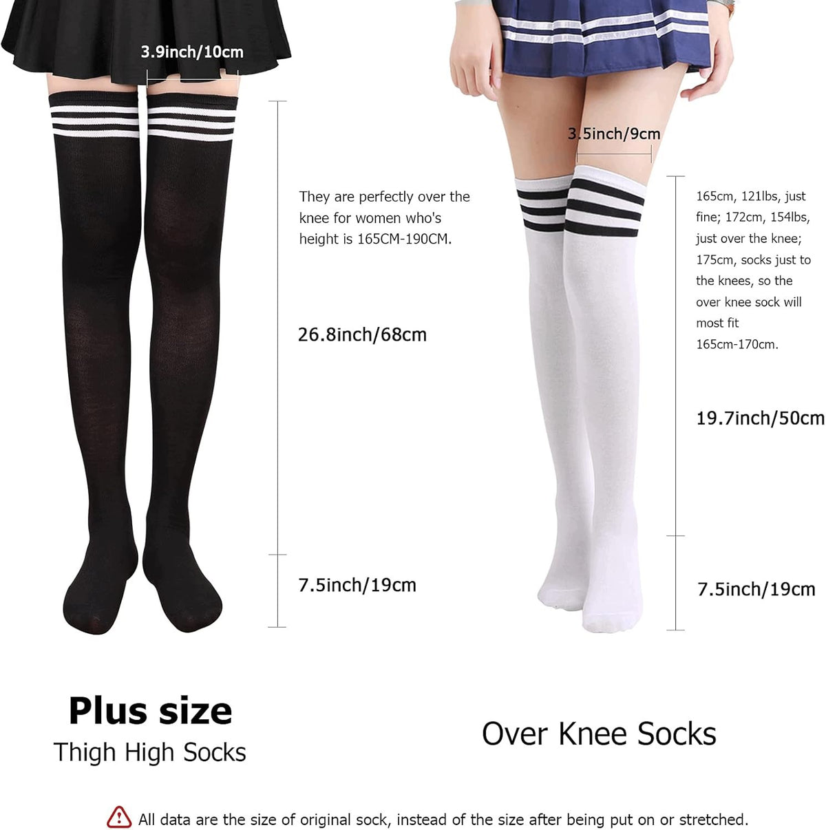 SOCKS 6 PIECES LONG KNEE HIGH STOCKINGS BLACK LEG WARMER Brand no brand