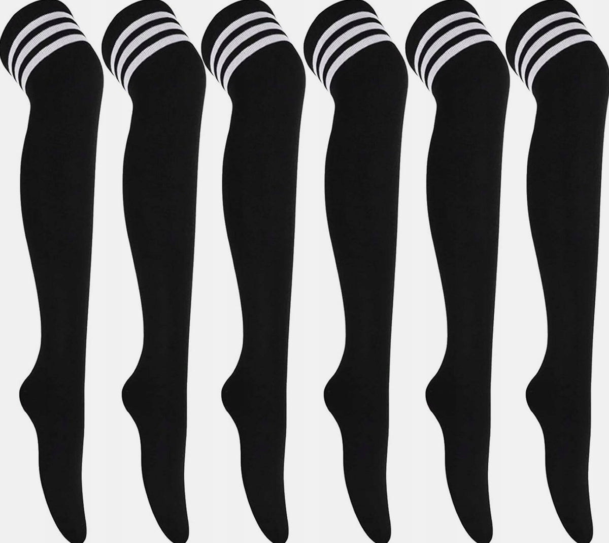 SOCKS 6 PIECES LONG KNEE HIGH STOCKINGS BLACK LEG WARMER