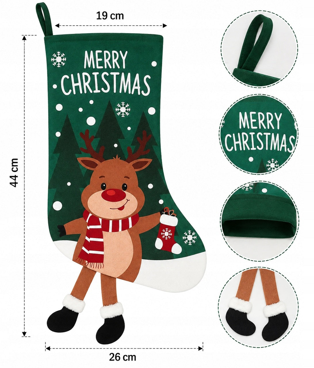SOCKS FOR CHRISTMAS GIFTS FIREPLACE 4 PCS CHRISTMAS TREE SANTA CLAUS DECORATIONS Manufacturer code SKARPETY ŚWIĄTECZNE NA PREZENTY DUŻE