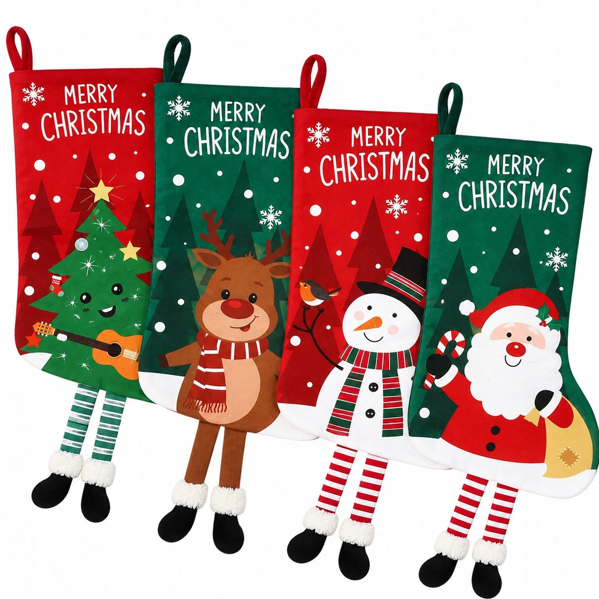 SOCKS FOR CHRISTMAS GIFTS FIREPLACE 4 PCS CHRISTMAS TREE SANTA CLAUS DECORATIONS