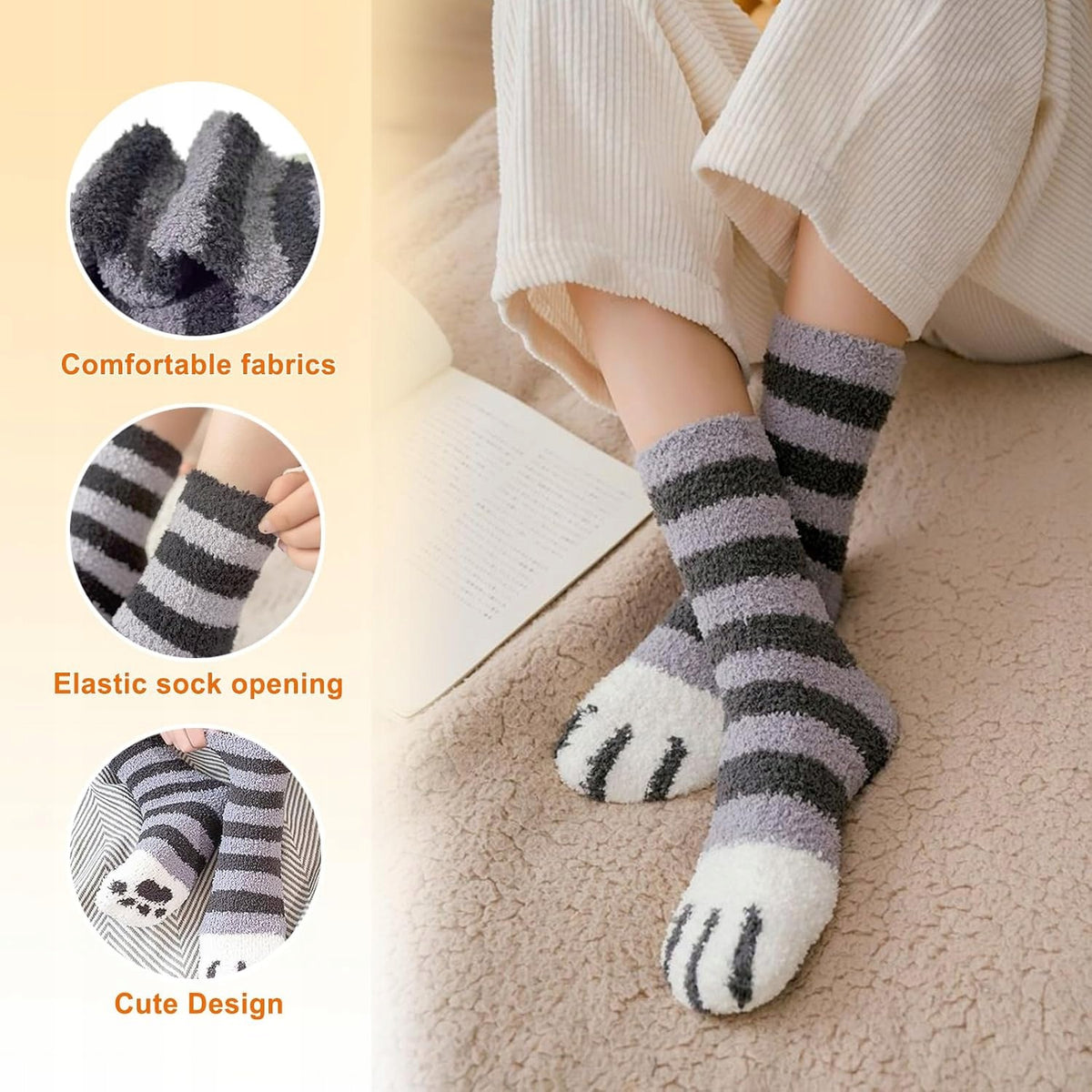 SOCKS POSITIVE COTTON SOFT FUNNY CAT SET OF 6 PAIRS Brand no brand
