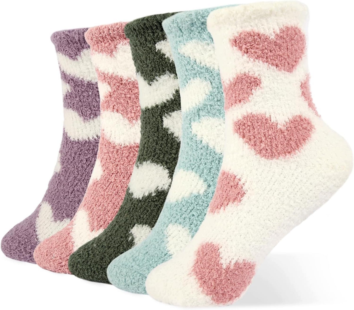 SOCKS UNIVERSAL HOME FLUFFY WARM SOFT CORAL FLEECE 5 PAIRS
