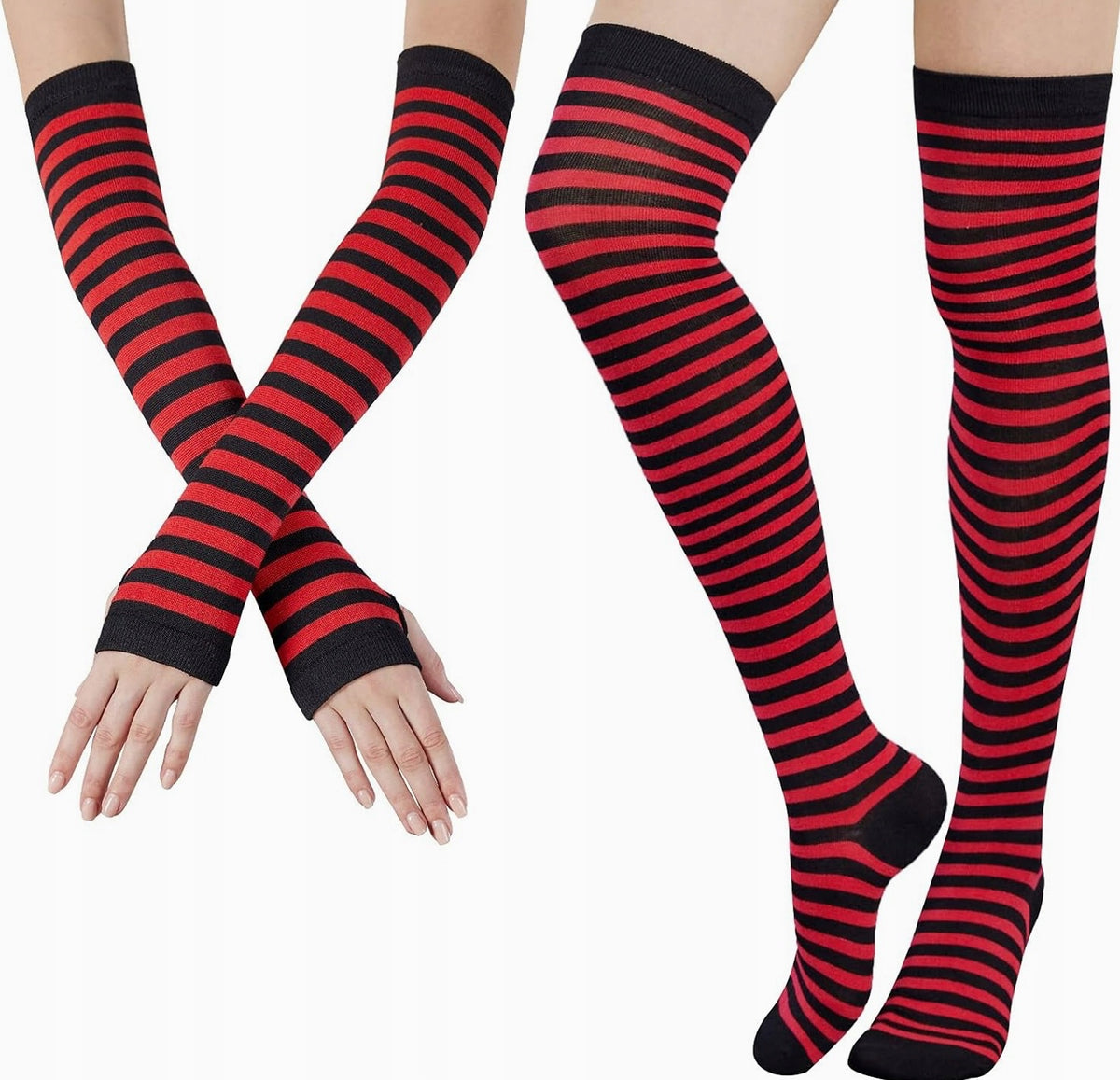 SOCKS WOMEN KNEE-HIGH SOCKS STRIPED WATCH GLOVES WITHOUT FINGERS