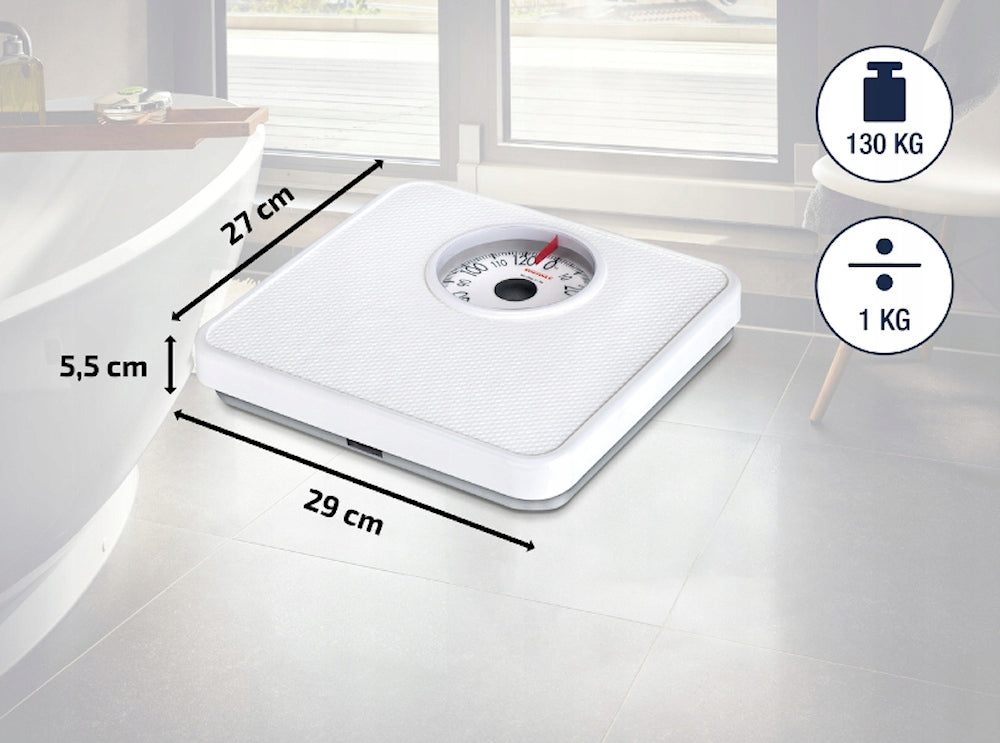 SOEHNLE BATHROOM SCALE ANALOGUE WHITE UP TO 130KG Brand Soehnle