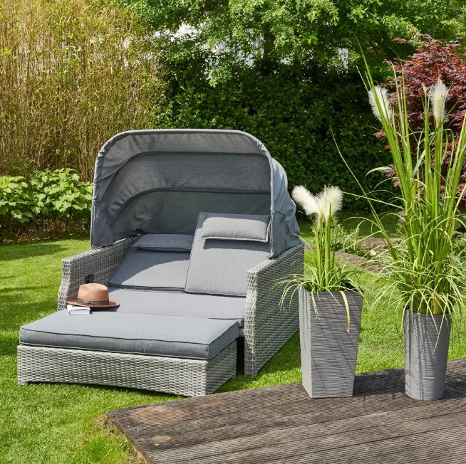 SOFA GARDEN ISLAND LOBOS II COUCH 2OS. FOLDING WITH PILLOWS AWNING! Color gray
