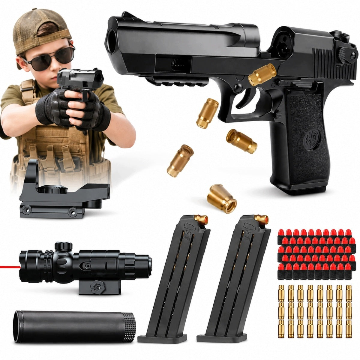 SOFT HAND ARROW GUN WITH AUTOMATIC SHELL EJECTION
