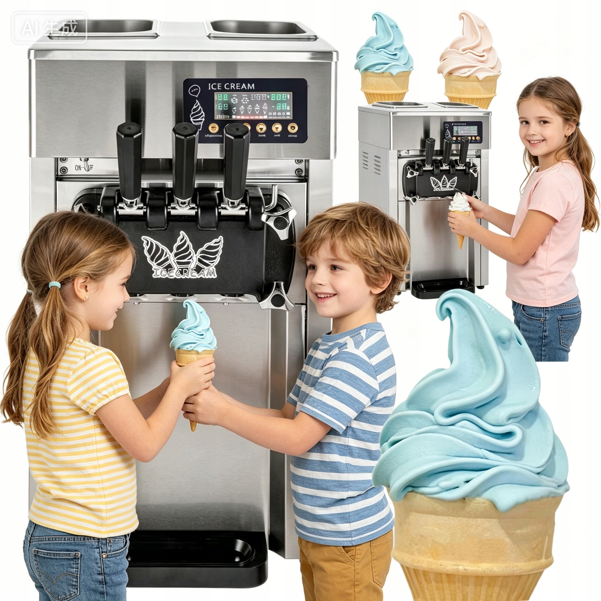 SOFT ICE CREAM MACHINE 2+1 TASTE 16-18L/H FOOD PROCESSOR 1200W