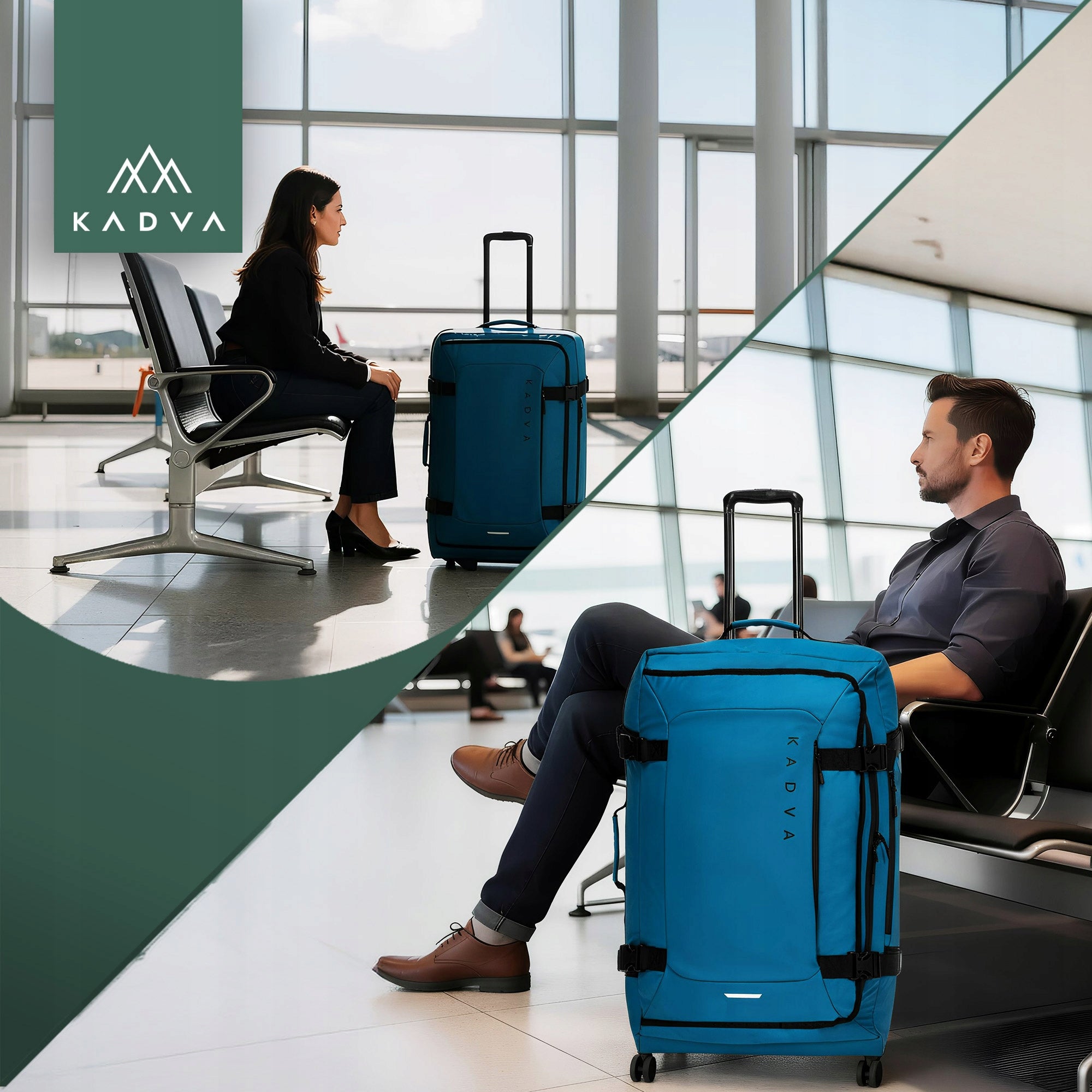 SOFT MATERIAL Travel case KADVA Lazio 102L black CIRCLES BLUE Height 72 cm