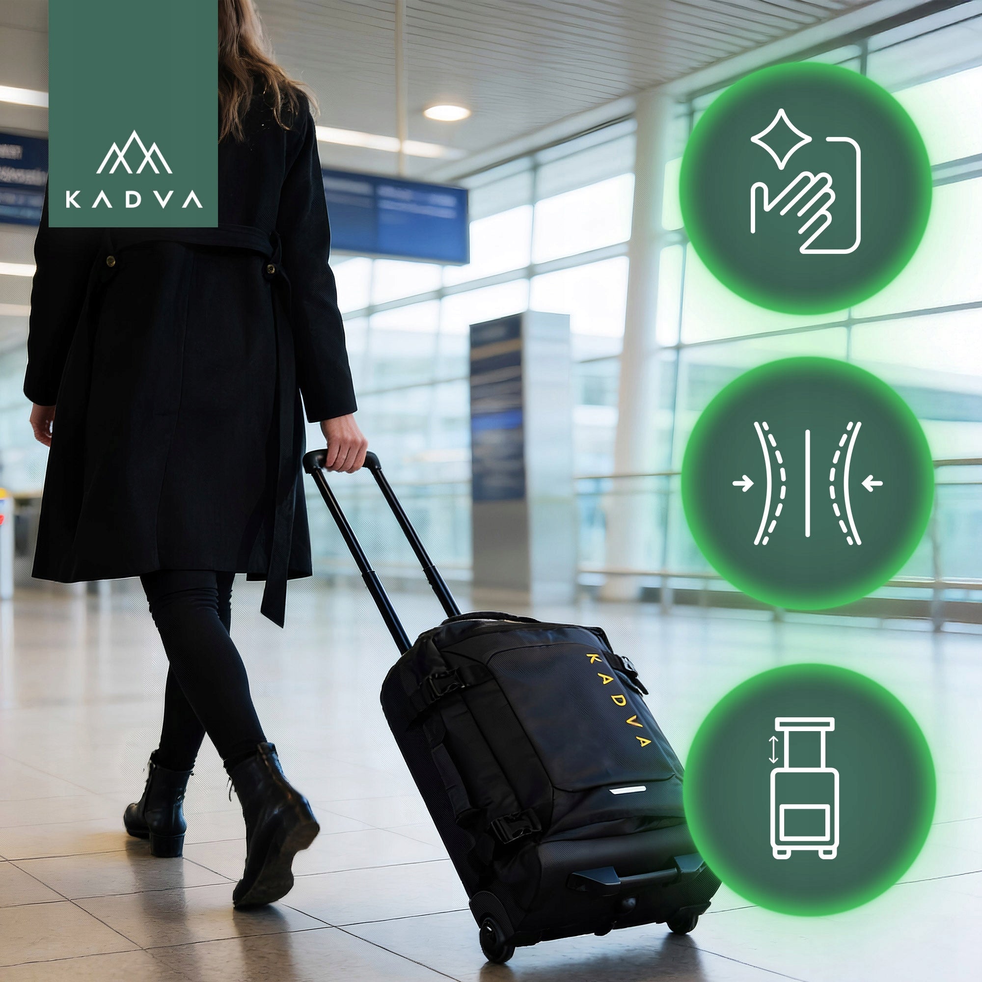 SOFT MATERIAL Travel case KADVA Lazio 44 L black CIRCLES BLACK Manufacturer code KDV-B4B108-BK