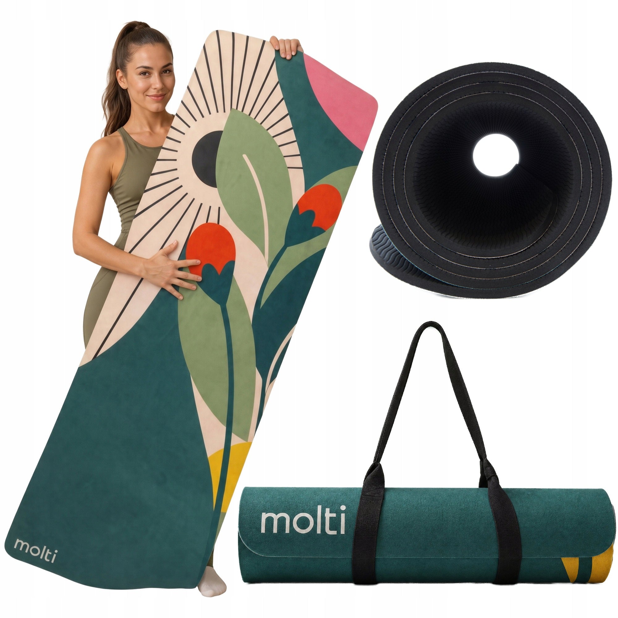 SOFT NON-SLIP Fitness MAT for 6mm Training Yoga Exercise + HANDLE