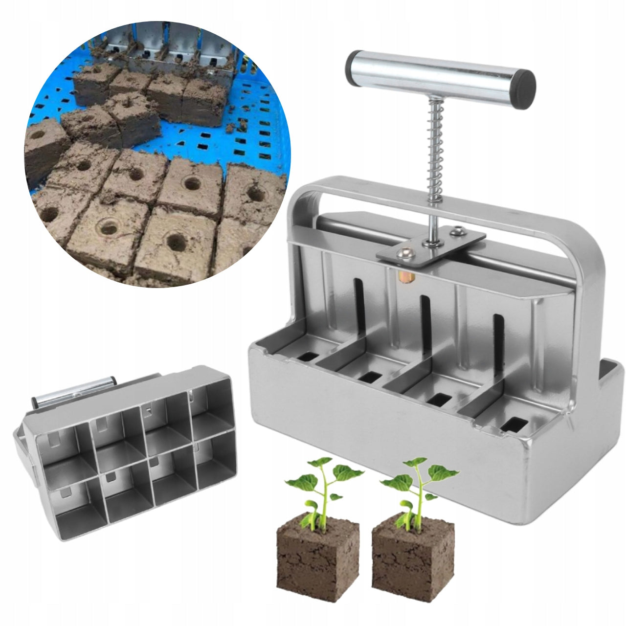SOIL BLOCKER MOLD FOR MAKING EARTH BLOCKS MANUAL SOIL BLOCKER 4X4CM
