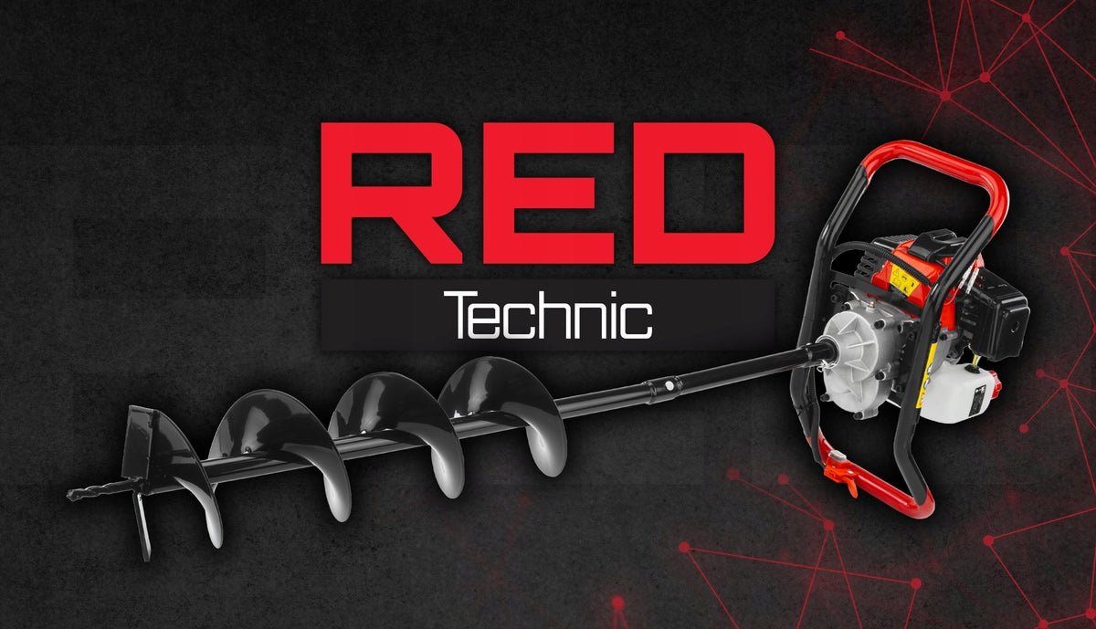 SOIL DRILLING RIG DIESEL DRILL BRAND RED TECHNIC + 3 DRILL BITS EXTENSION Packaging status original