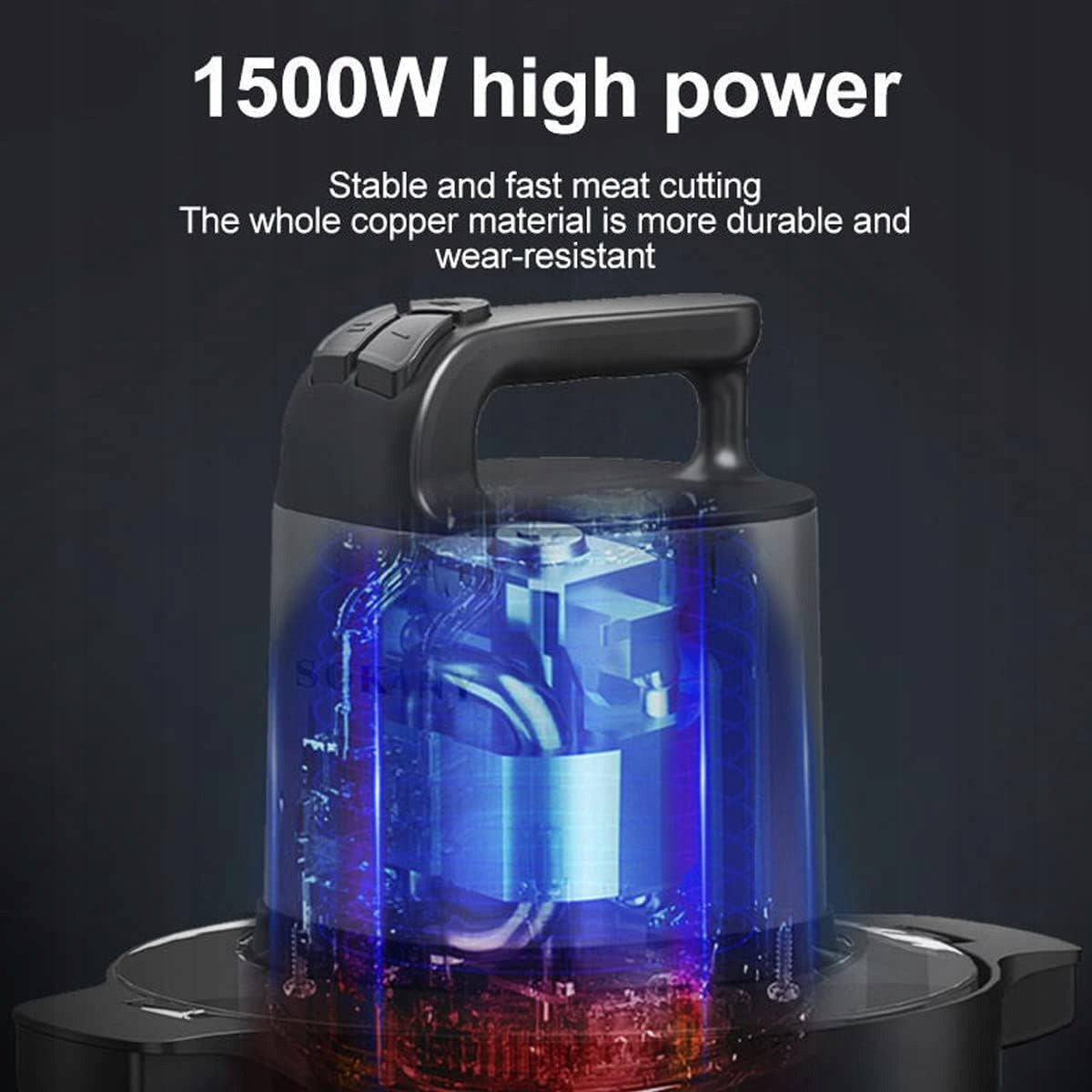 SOKANY Meat grinder 1500W bowl 8L stainless steel 6 blades 3 speeds Dominant color silver