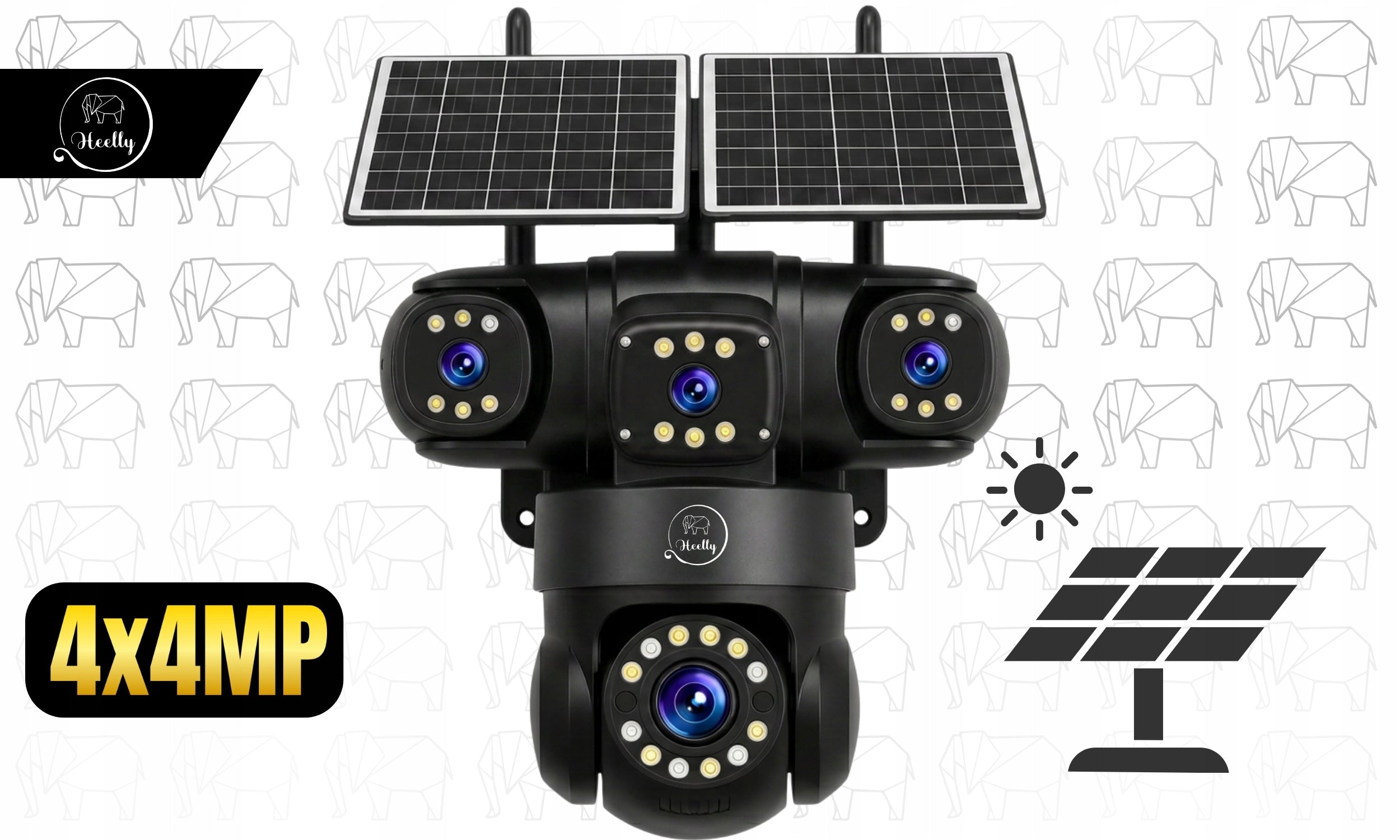 SOLAR CAMERA 4G OUTDOOR FOUR HD LENSES 4X4MP AOV SIM LTE HEELLY Certificates of conformity CE WEEE