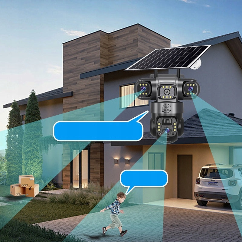 SOLAR CAMERA 4G OUTDOOR THREE HD LENSES 3X3MP CARD SIM LTE HEELLY Manufacturer code KAMERA SOLARNA ZEWNĘTRZNA 3w1 4G Antena
