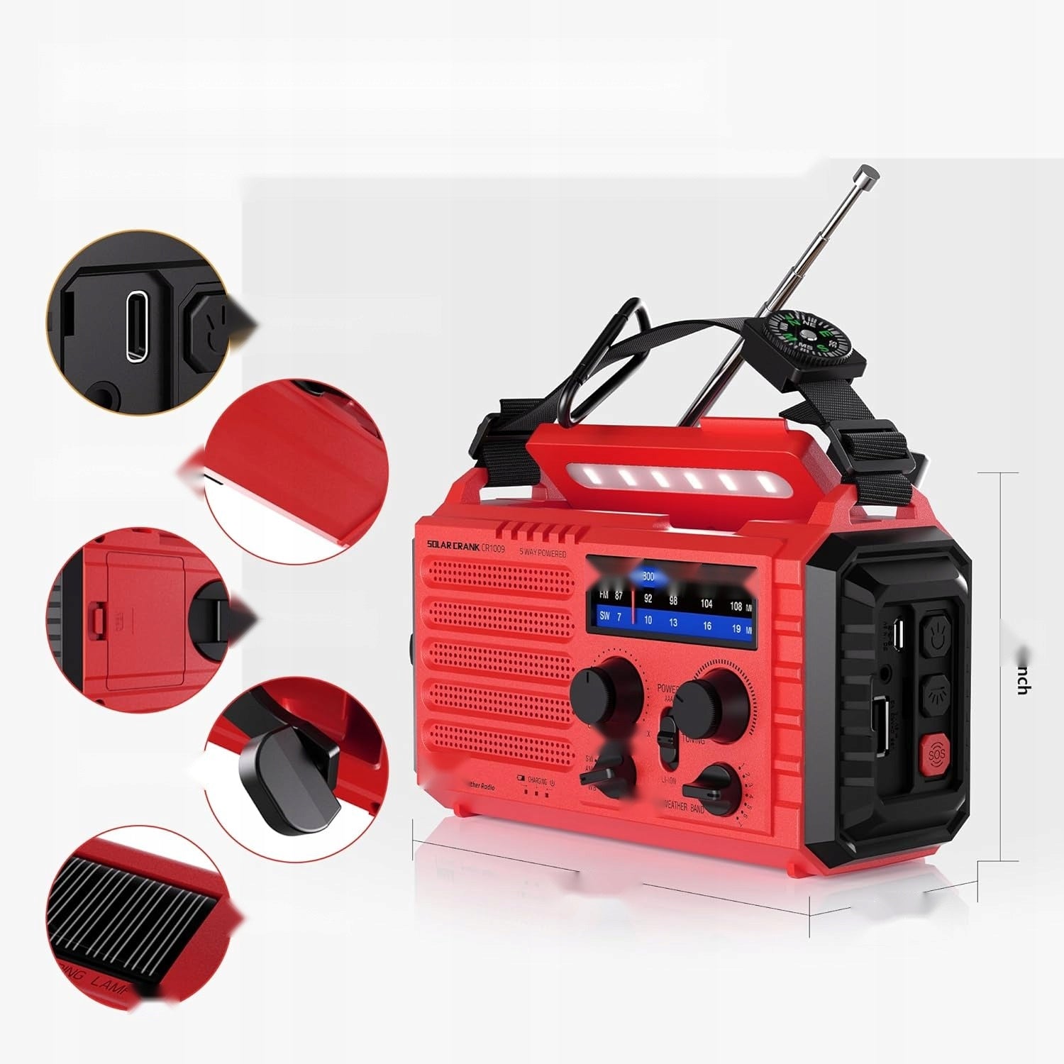 SOLAR EMERGENCY PORTABLE DYNAMO FLASHLIGHT POWERBANK ALARM Manufacturer code 5908107192053