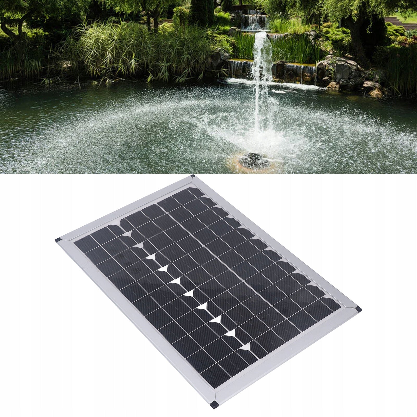 SOLAR FOUNTAIN WATER GARDEN PUMP FOR POND WATER POND + PANEL 20W Power 20 W