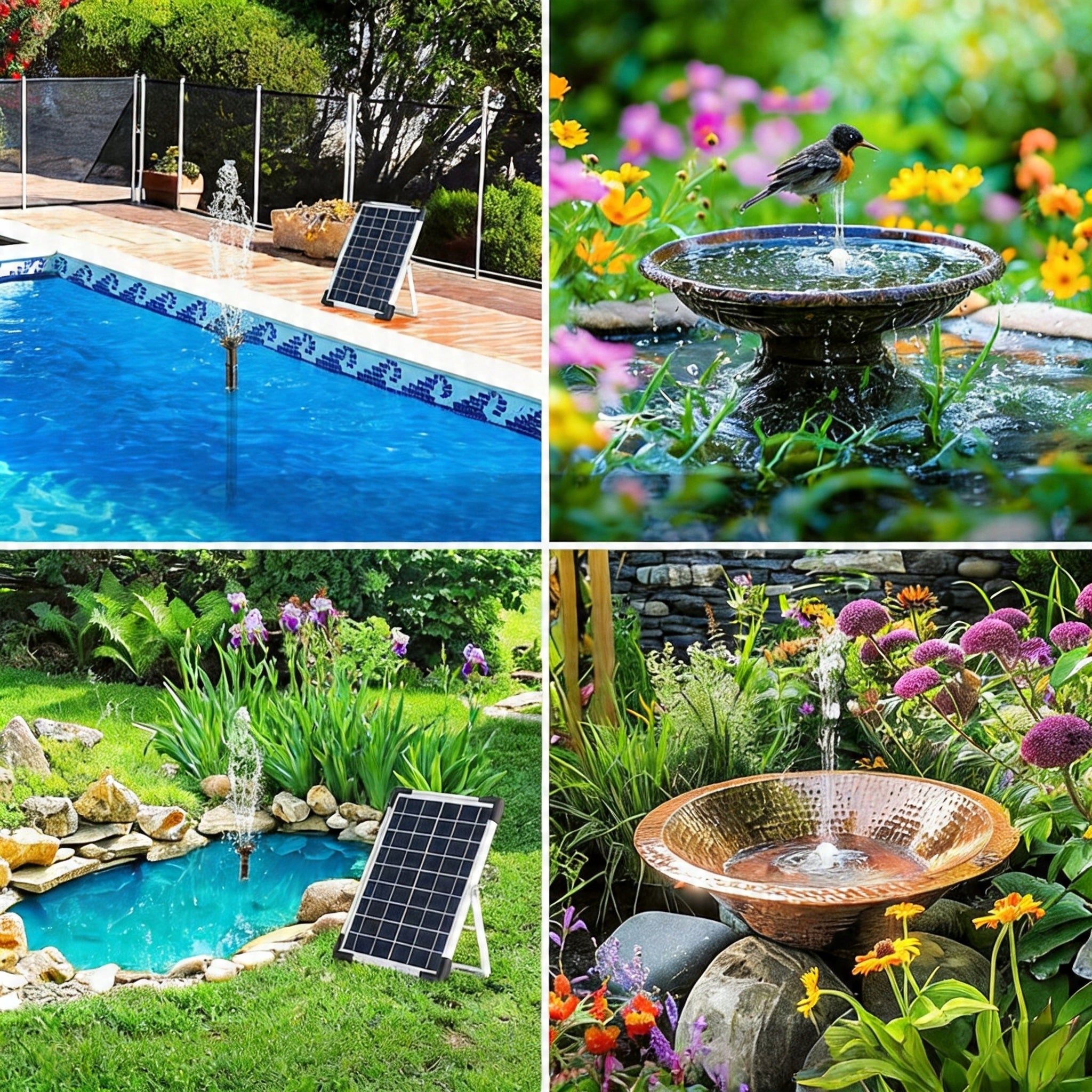 SOLAR GARDEN FOUNTAIN 5W PUMP 150L/h 9 NOZZLES Pond Filter FOR POND Manufacturer no brand
