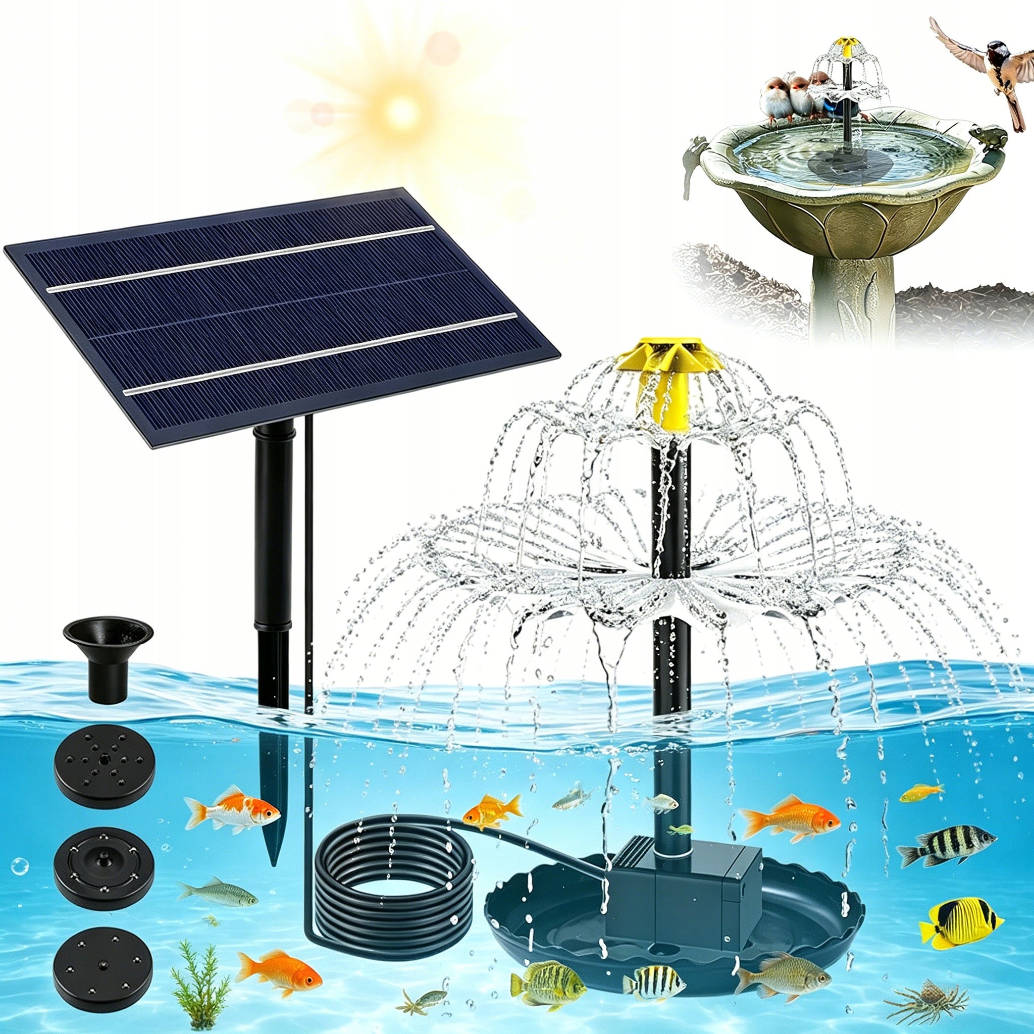 SOLAR GARDEN FOUNTAIN FOR WATER GARDEN WATER MESH POND LAKE PUMP