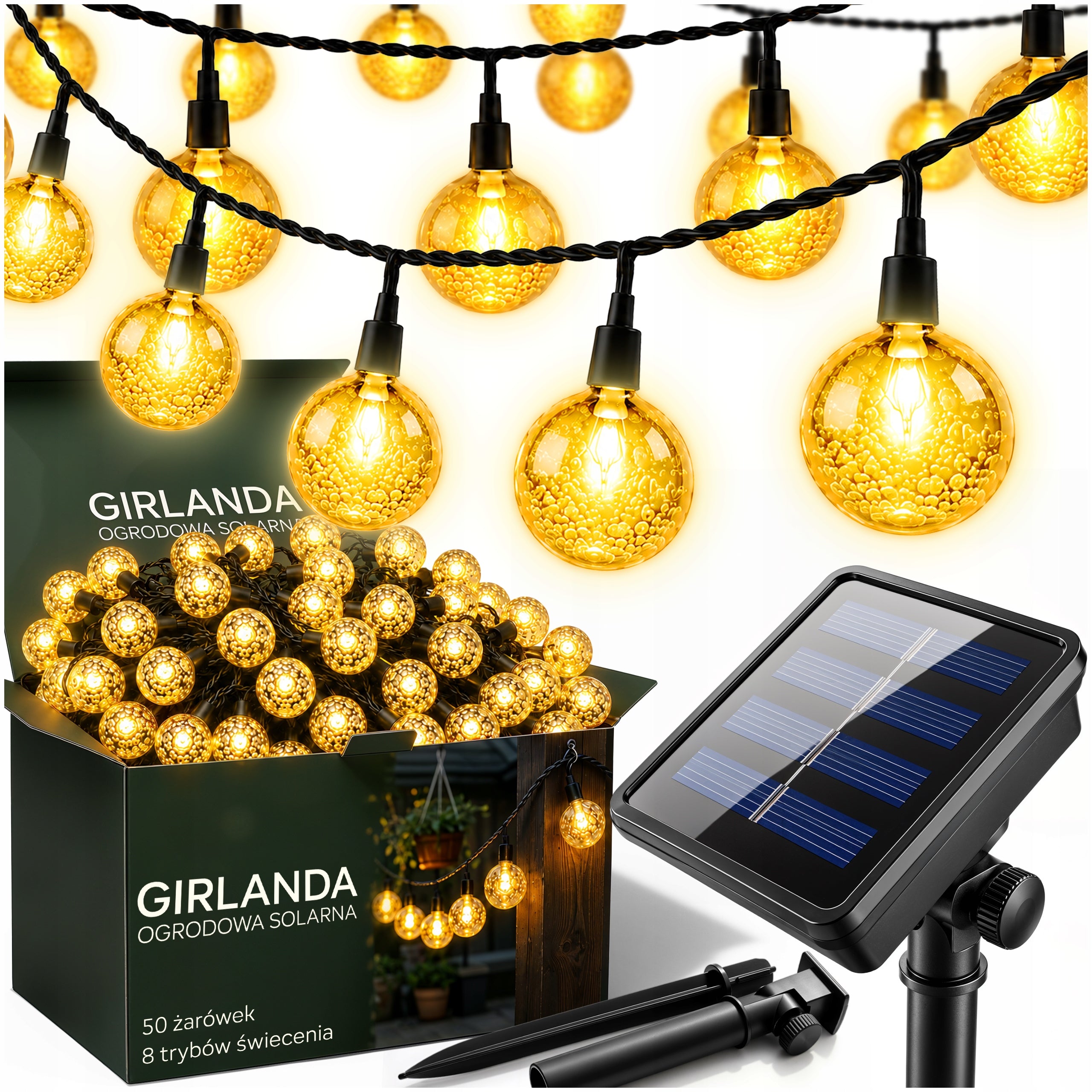 SOLAR GARDEN GARLAND LED Waterproof BALLS SOLAR LIGHTS 50LED 7M