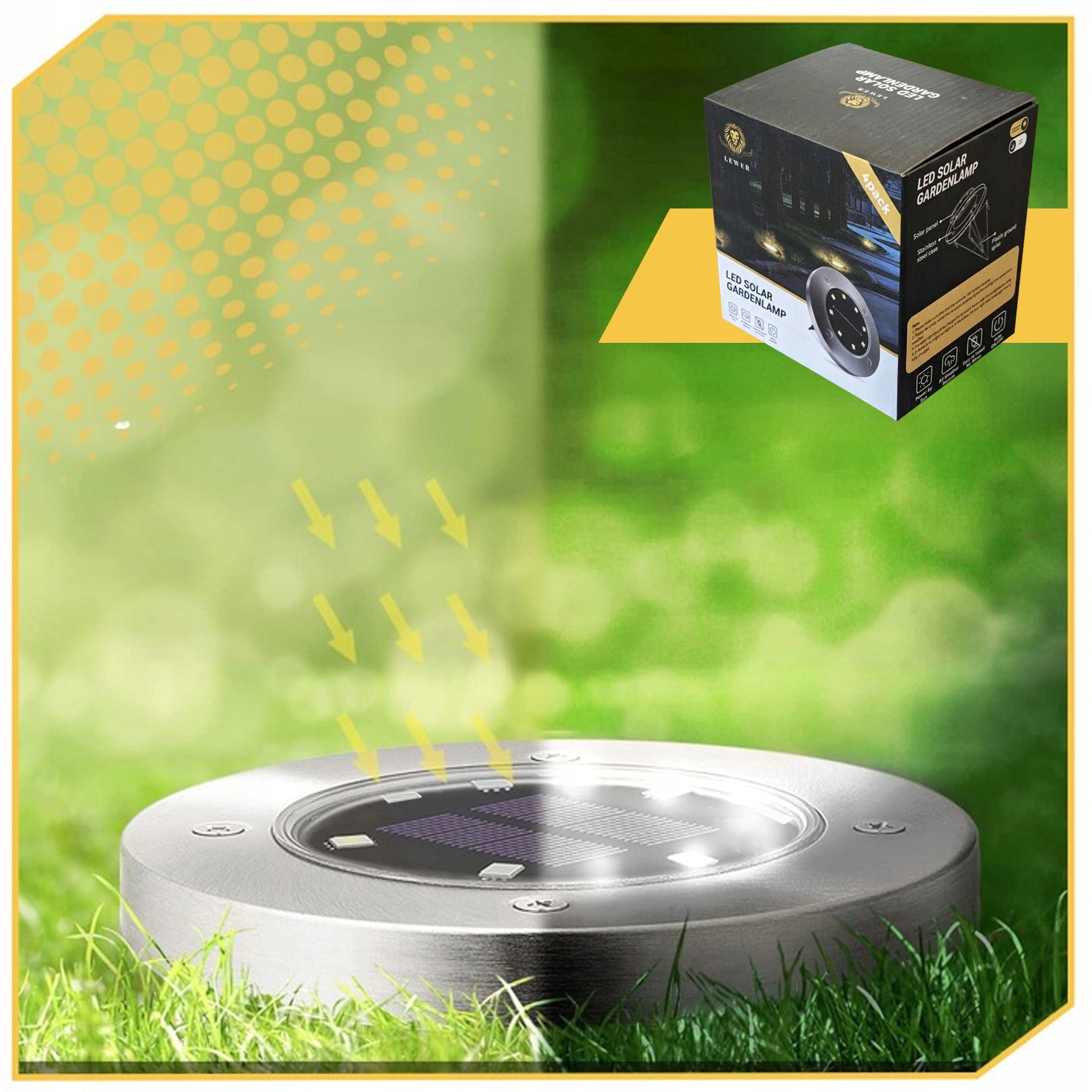 SOLAR GARDEN LAMP LED LIGHTS GROUND DISK DUSK SENSOR 12 DISKS Number of pieces 12 pcs