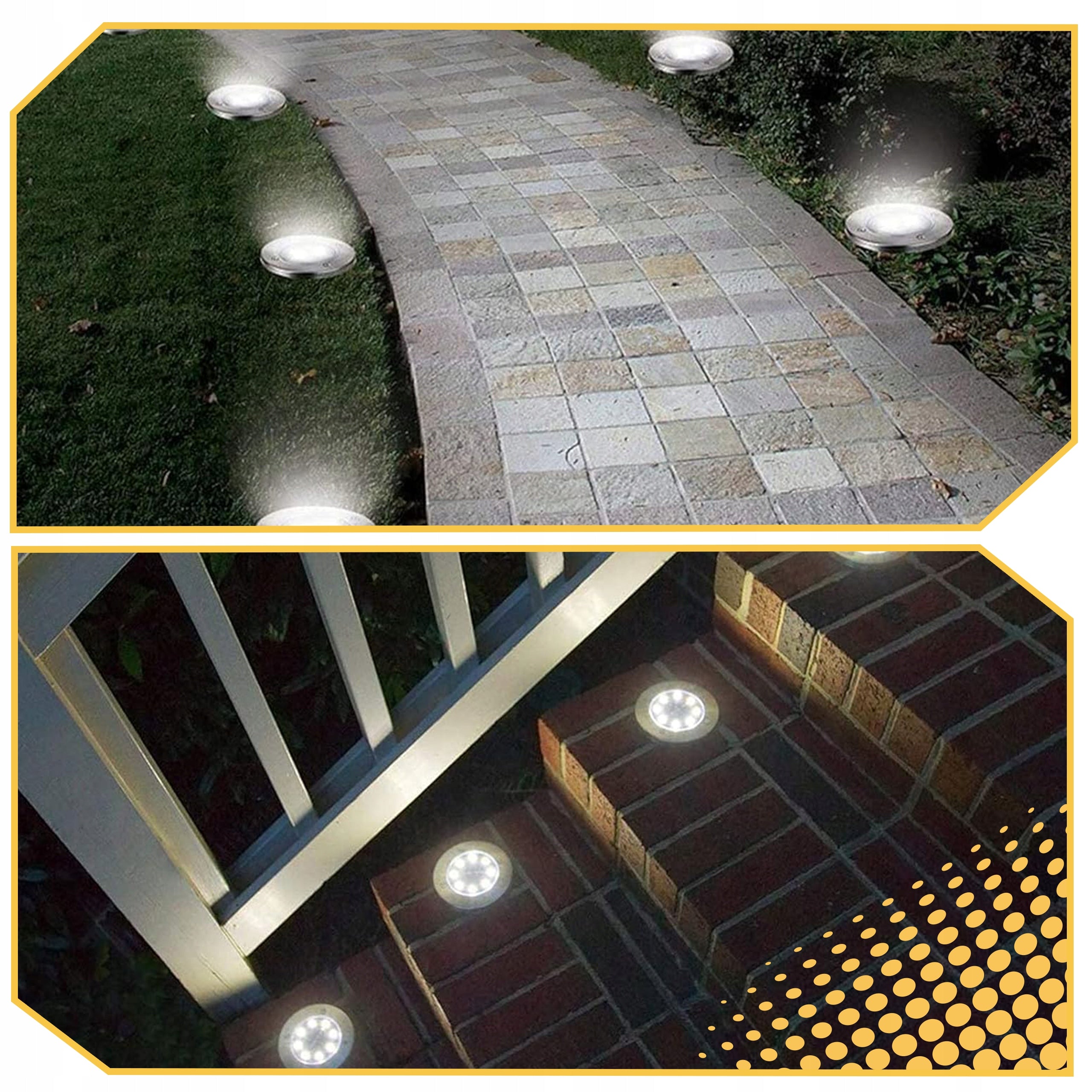 SOLAR GARDEN LAMP LED LIGHTS GROUND DISK DUSK SENSOR 8 DISKS Brand Lewer