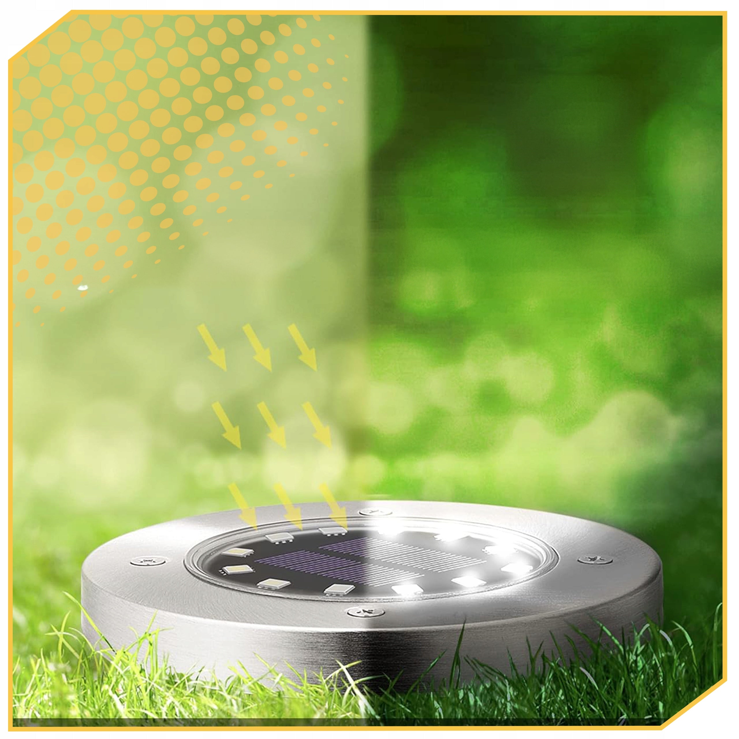 SOLAR GARDEN LAMP LED LIGHTS GROUND DISK DUSK SENSOR 8 DISKS Number of pieces 8 pcs