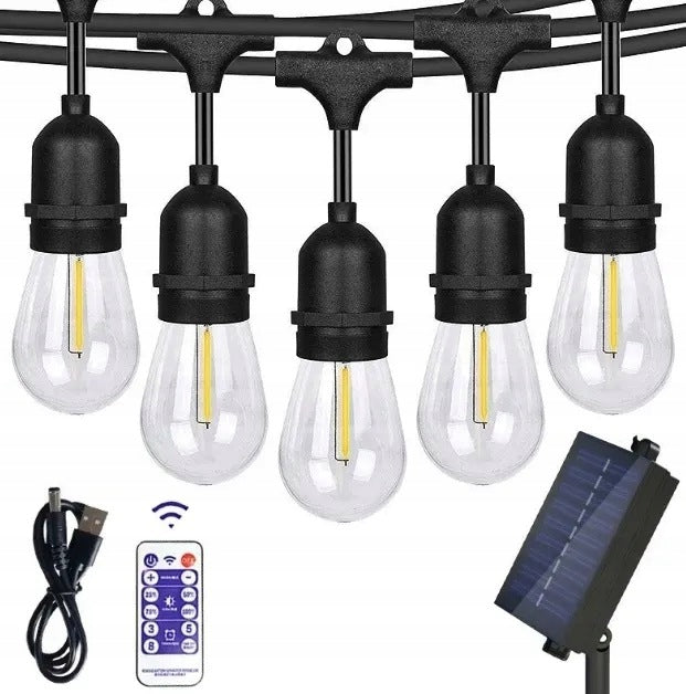 SOLAR GARLAND BALCONY GARDEN LIGHTS 5M 10 LED S14 CHAIN REMOTE CONTROL