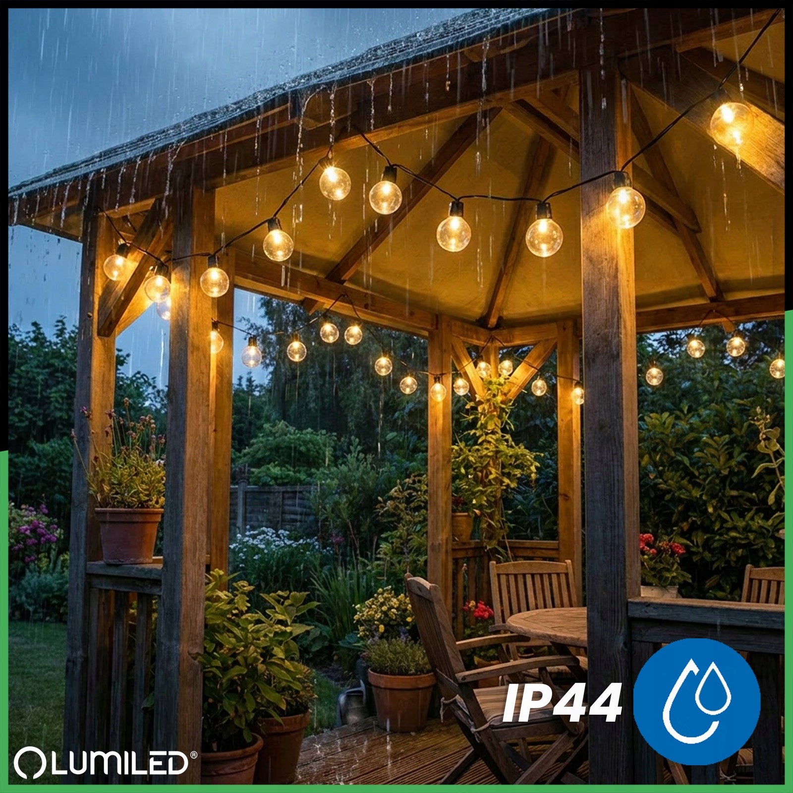 SOLAR GARLAND GARDEN LIGHT 50LED LED BULB BALCONY Balls Terrace Length 1670 cm