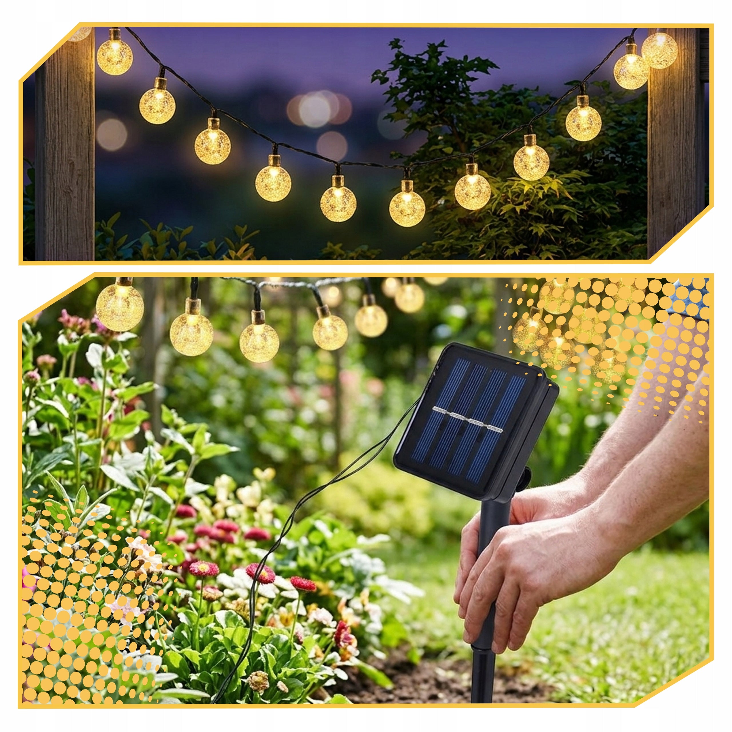 SOLAR GARLAND GARDEN SOLAR LIGHTS 100 LED BULBS FOR BALCONY 14meters Packaging status original