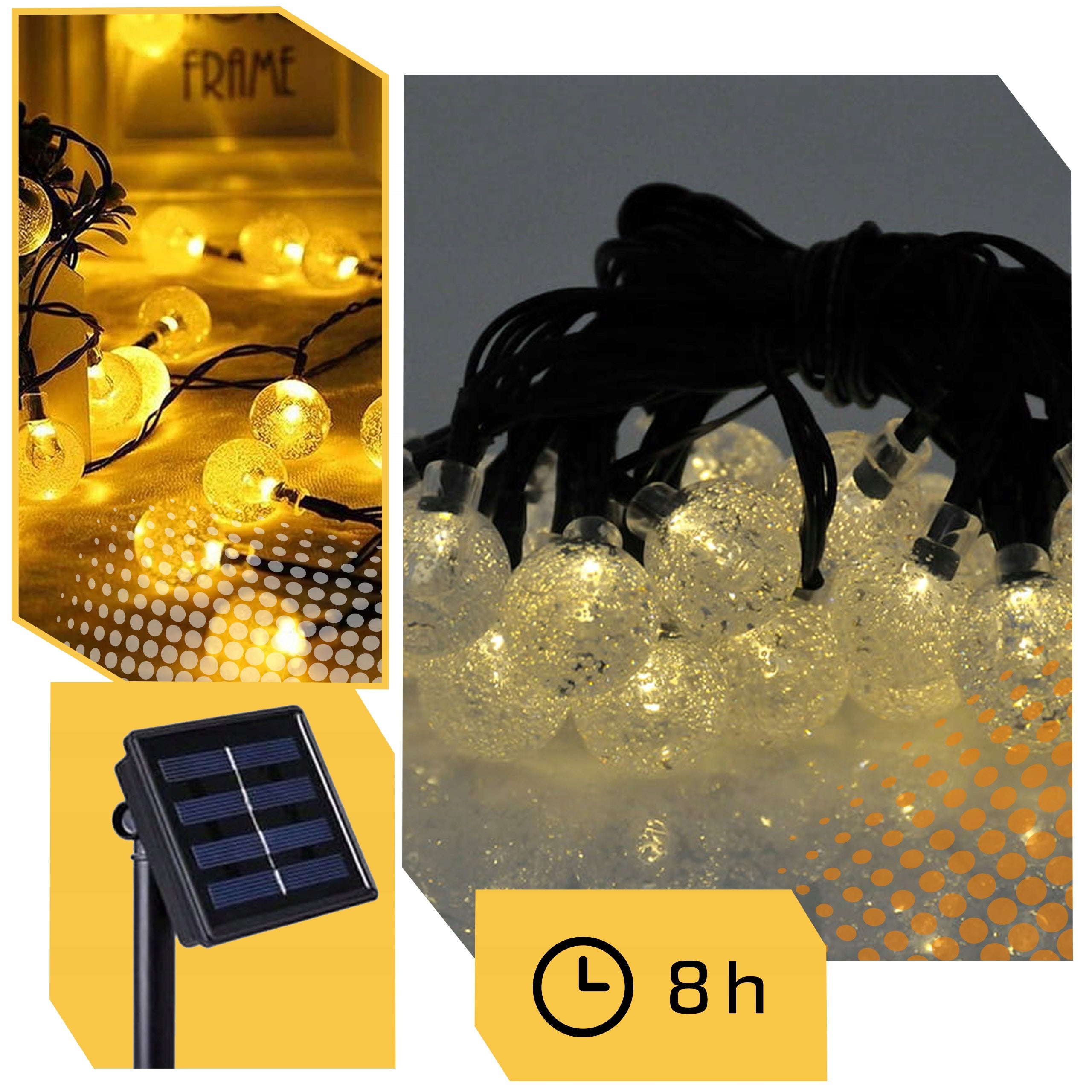 SOLAR GARLAND GARDEN SOLAR LIGHTS 100 LED BULBS FOR BALCONY 16meters Manufacturer code MAR-80