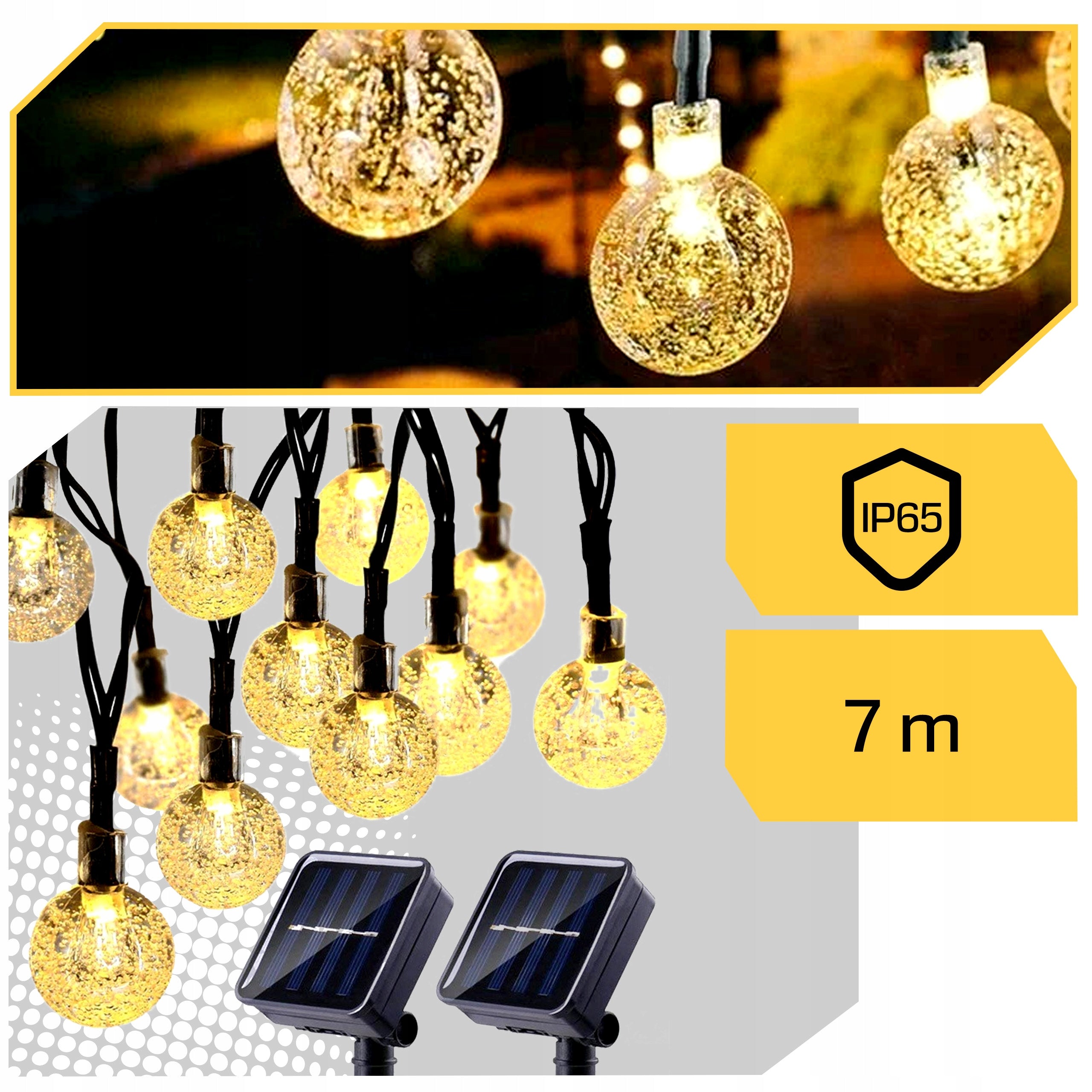 SOLAR GARLAND GARDEN SOLAR LIGHTS 50 LED BULBS FOR BALCONY 7 meters Manufacturer code MAR-80