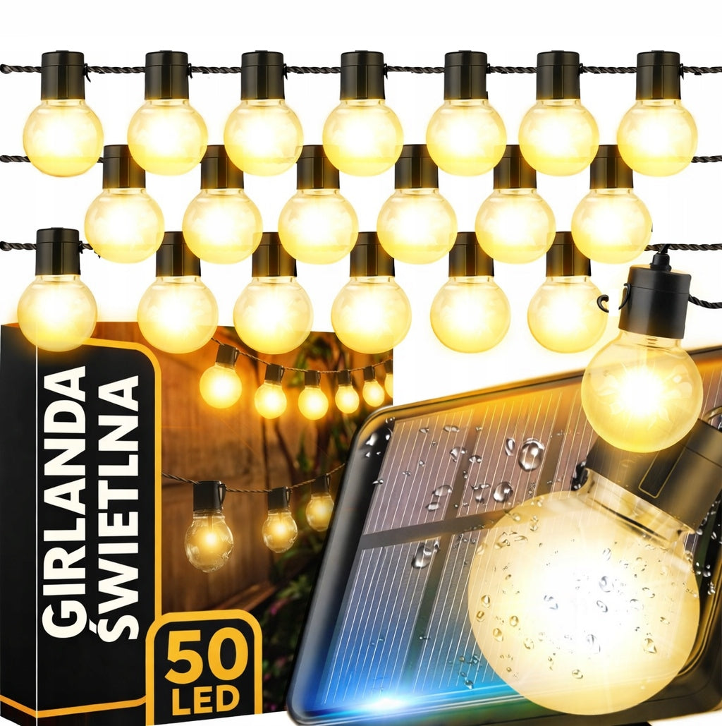 SOLAR GARLAND LED GARDEN LIGHT SOLAR LIGHTS BULBS 11,5M 50 LED