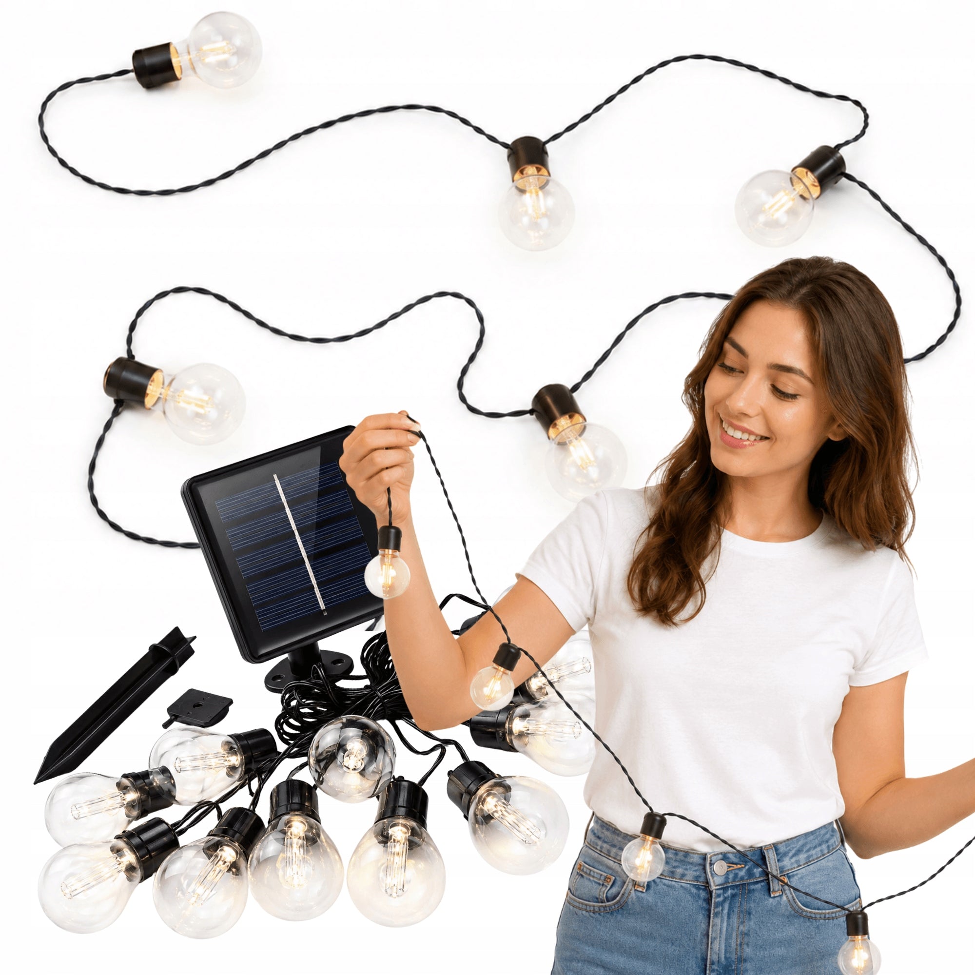 SOLAR GARLAND LED GARDEN LIGHTS DECORATIVE BULBS 2 7m 3m