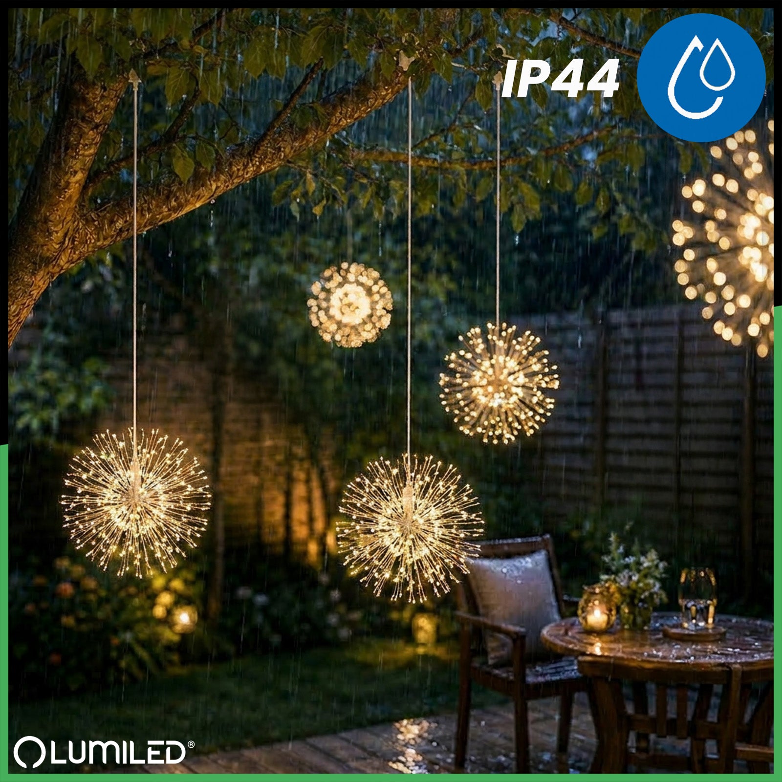 SOLAR Garden Garland 5x DANDELION Fireworks FOR TERRACE Sensor + REMOTE CONTROL Total height 27 cm