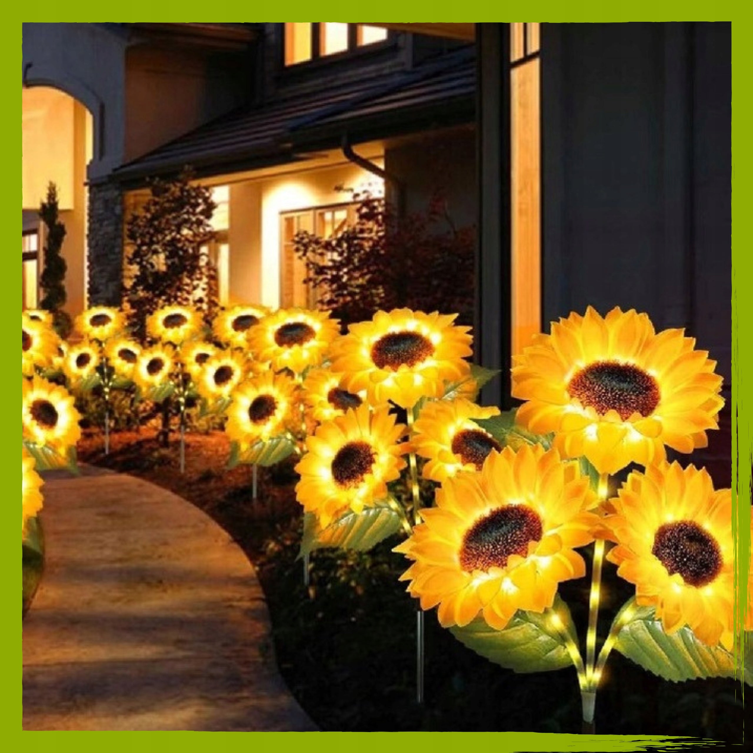 SOLAR LAMP GARDEN SUNFLOWERS LED HAMMERED FLOWERS OZOBA SOLAR LIGHTS Packaging status original
