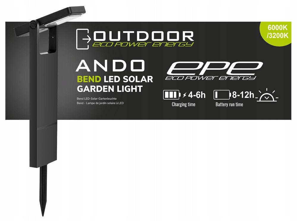 SOLAR LAMP LED GARDEN HAMMERED POST GARDEN SPOTLIGHT ANDO IP54 53cm