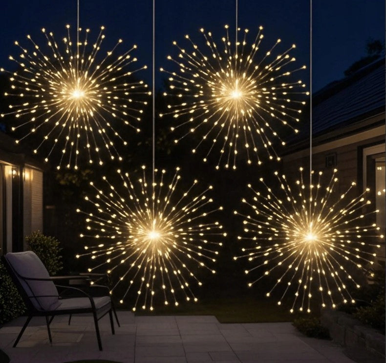 SOLAR LAMP LED GARLAND CURTAIN – 800 warm LED FIREWORKS IP44 Packaging status original