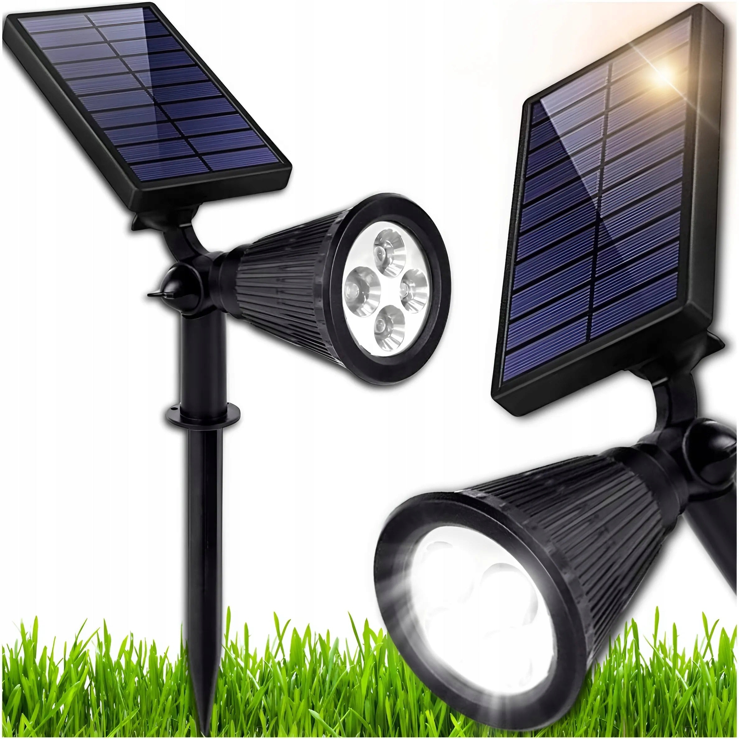SOLAR LAMP LED SPOTLIGHT HAMMERED GARDEN DUSK SENSOR FOR GARDEN