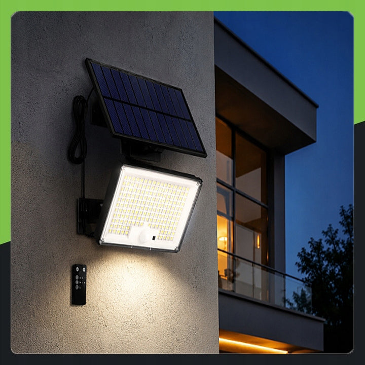 SOLAR LAMP WITH HALOGEN PANEL + REMOTE CONTROL + MOTION SENSOR 300W floodlight Packaging status original