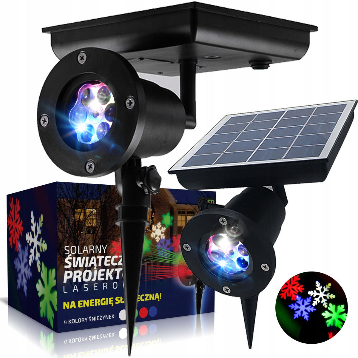 SOLAR LASER PROJECTOR SNOWFLAKE RGB WATERPROOF IP65 CHRISTMAS