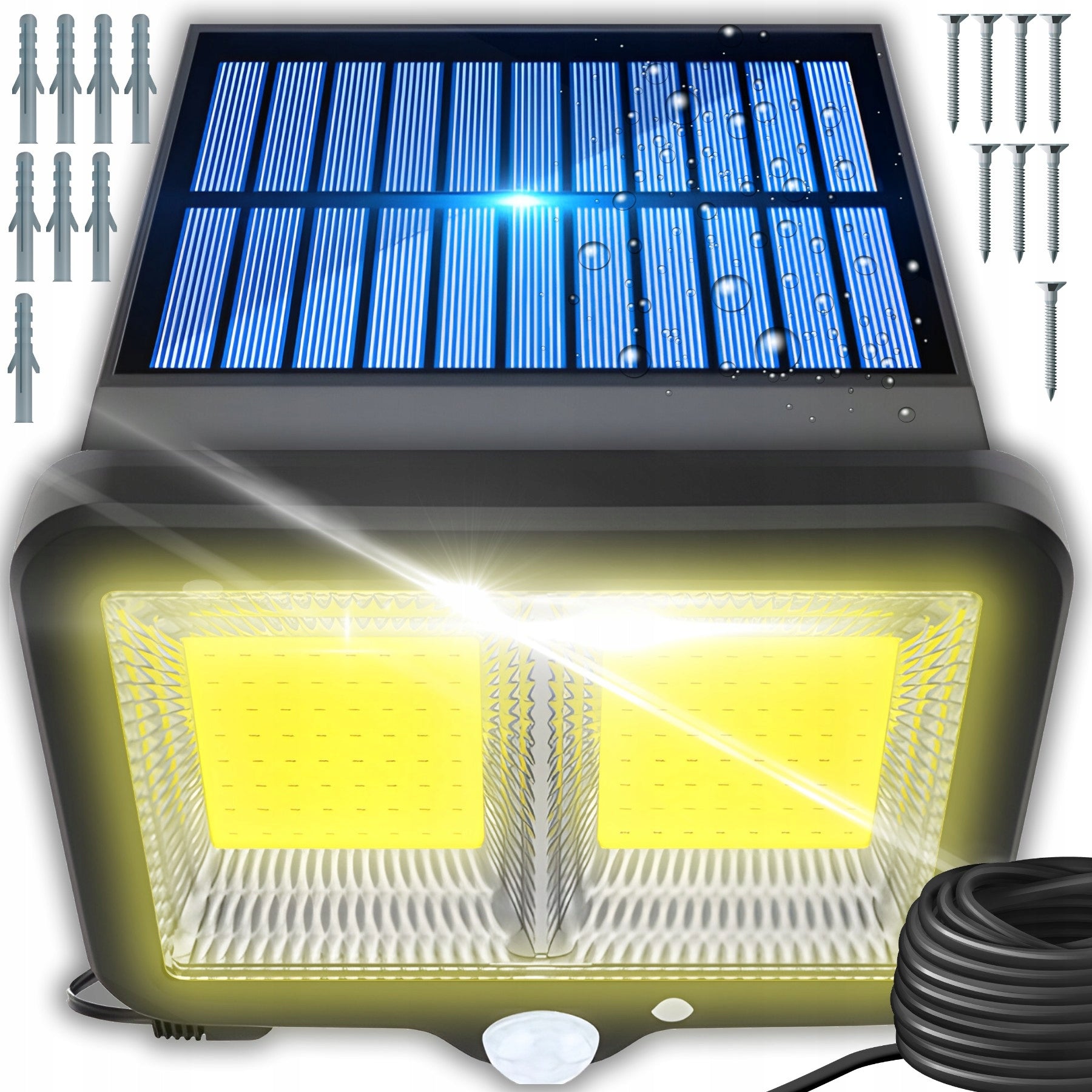 SOLAR LED LAMP 2200W TWILIGHT MOTION SENSOR OUTDOOR GARDEN HALOGEN