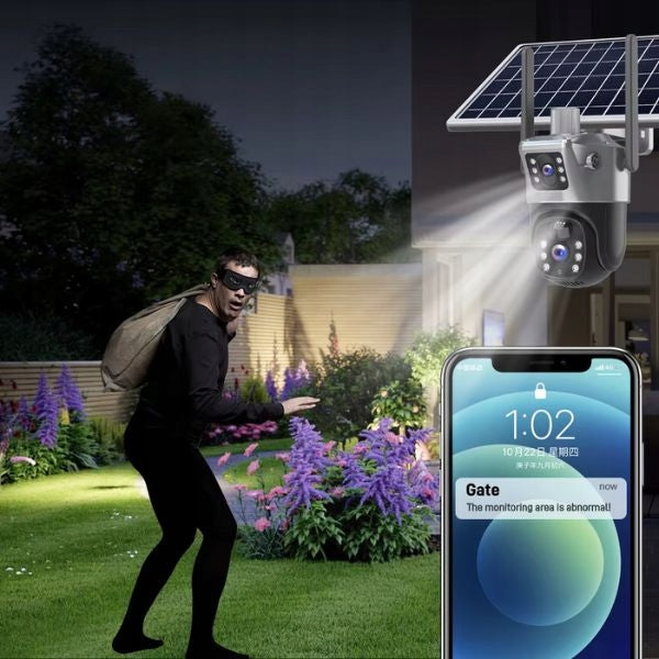 SOLAR OUTDOOR CAMERA TWO LENSES 8MPx FOR SIM CARD 4G WIRELESS Model LS-CS3 PRO