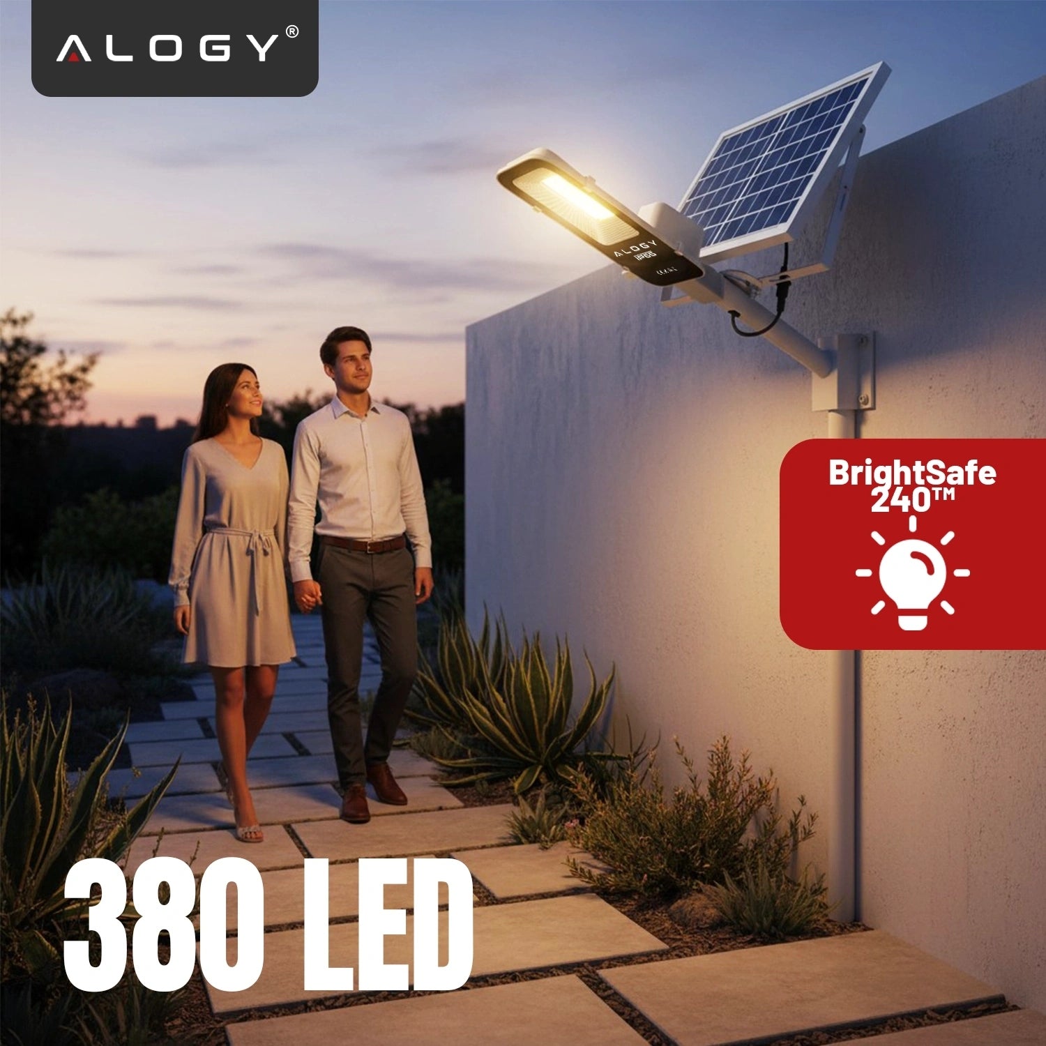 SOLAR OUTDOOR GARDEN LAMP 1600W LED STREET LIGHT WITH TWILIGHT SENSOR Brand Alogy