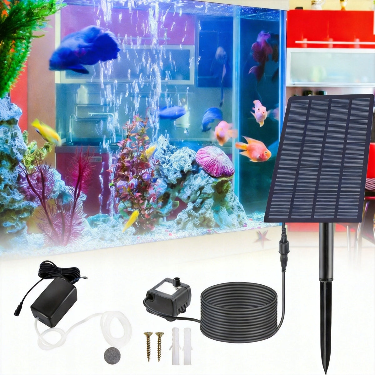 SOLAR OXYGEN PUMP AERATOR FOR AQUARIUM POND Pump capacity l/h Do 500 l/h