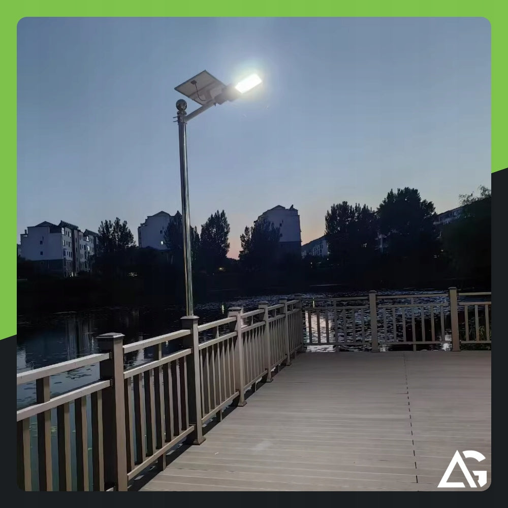 SOLAR STREET LAMP LED OUTDOOR DUSK SENSOR REMOTE CONTROL HOLDER 1000W Light beam 10000 lm