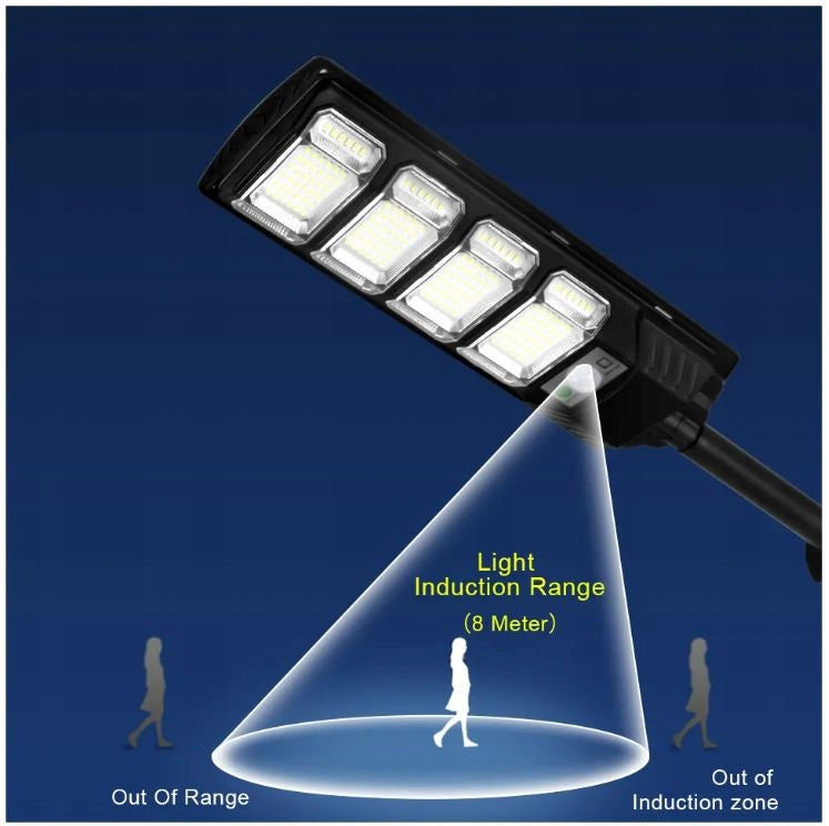 SOLAR STREET LED LAMP 1600W MOTION AND DUSK SENSOR + REMOTE CONTROL IP65 OUTDOOR Light beam 4250 lm