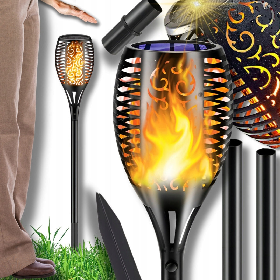 SOLAR TORCH XXL UP TO 78CM FLAME EFFECT SOLAR LAMP HAMMERED FIRE