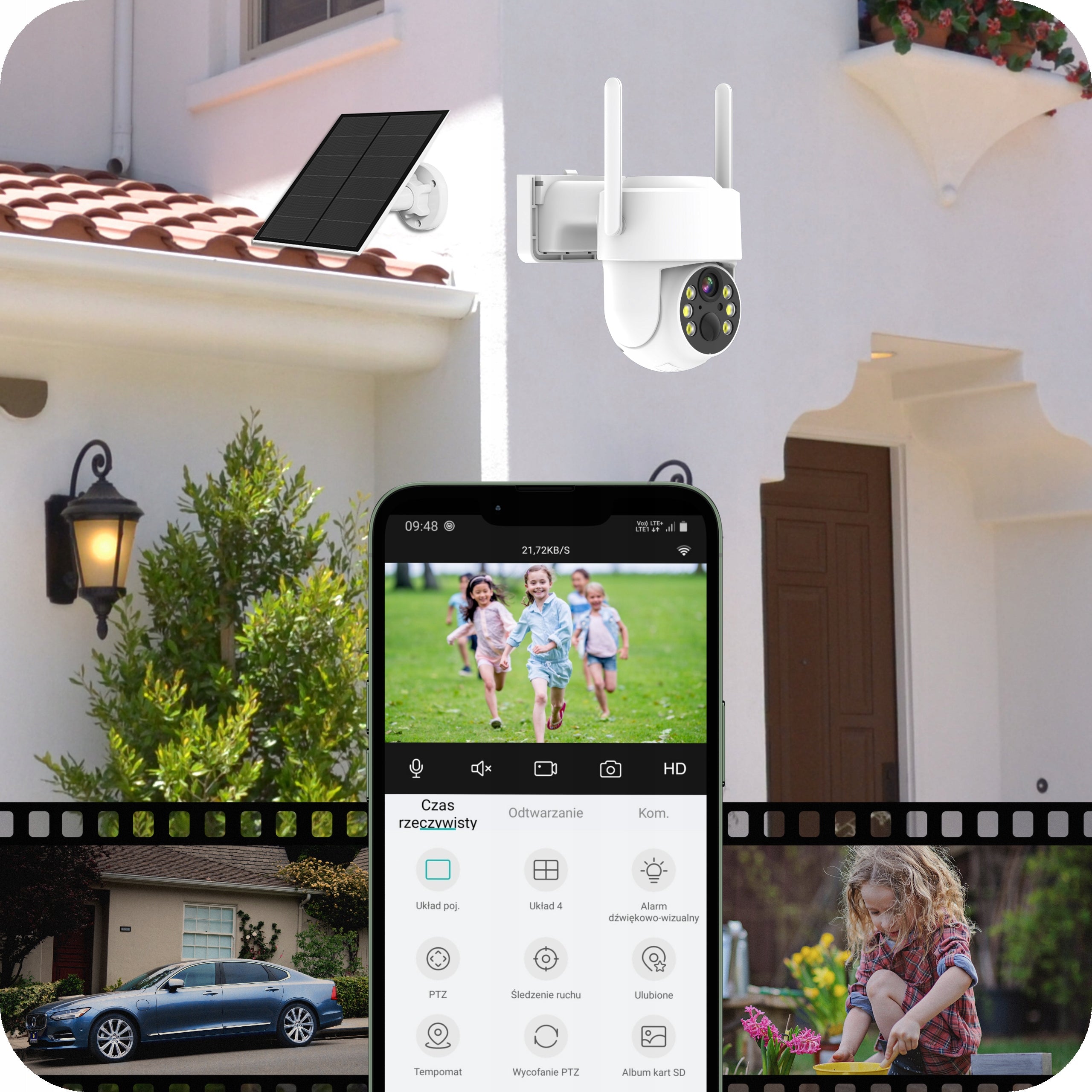 SOLAR WIFI CAMERA 5MPX SMART OUTDOOR ROTATING IP WIRELESS ALARM Packaging status original